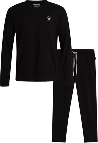 Kenneth Cole Mens Pajamas Set - 2 Piece Soft Knit Cotton Blend